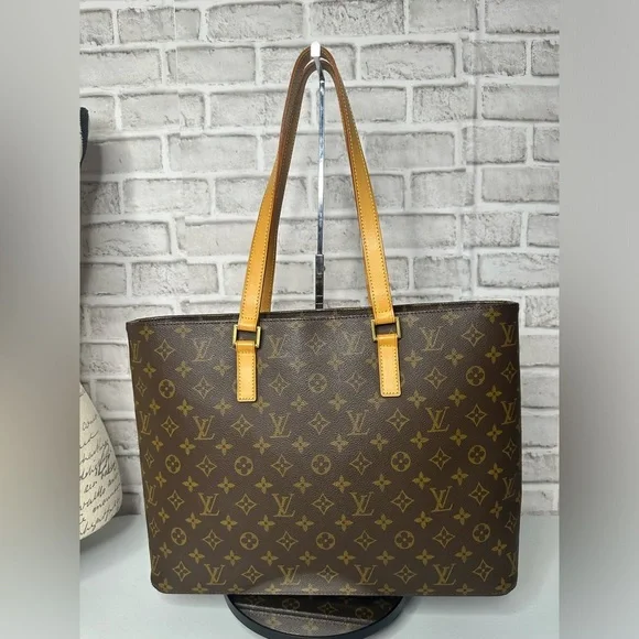 Louis Vuitton Luco M51155 Monogram Canvas Shoulder Tote Bag Zip Close Brown EUC - Picture 3 of 11